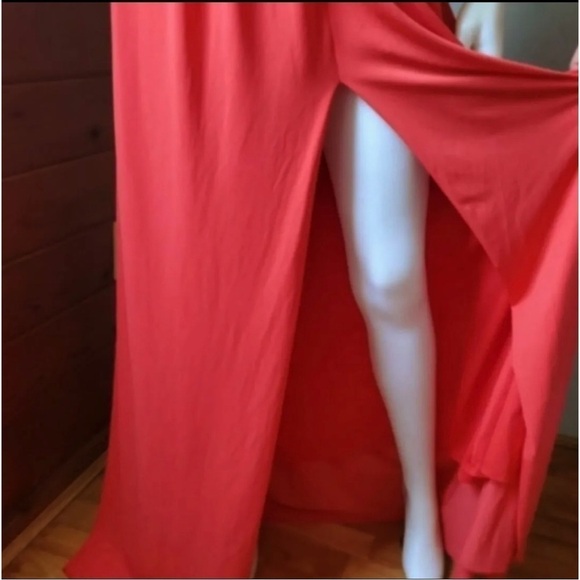 Halston Heritage Sz 2 Long Criss Cross Knot Halter Red Gown Formal Dress NWT NEW - Picture 5 of 14